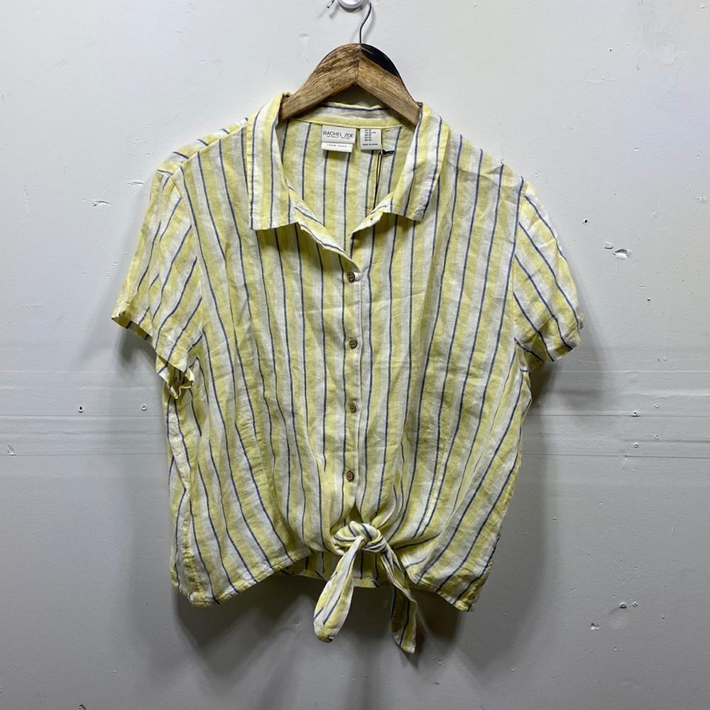 Rachel Zoe Striped Lined Button Top XL